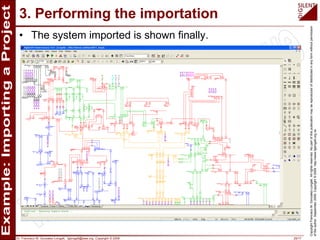 Dr. Francisco M. Gonzalez-Longatt, fglongatt@ieee.org .Copyright © 2009 29/17
CopyrightFranciscoM.Gonzalez-Longatt.Allrightsreserved.Nopartofthispublicationmaybereproducedofdistributedinanyformwithoutpermission
oftheauthor.September2009.Copyright©2009.http://www.fglongatt.org.ve
3. Performing the importation
• The system imported is shown finally.
 