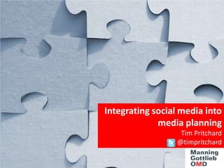Integrating social media into media planning Tim Pritchard  @timpritchard 