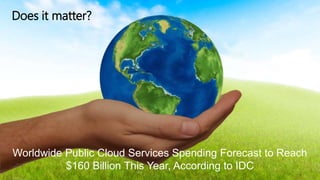 © 2018, Amazon Web Services, Inc. or its affiliates. All rights reserved.
Does it matter?
Worldwide Public Cloud Services Spending Forecast to Reach
$160 Billion This Year, According to IDC
 