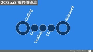 timwang.work@gmail.com 34
34
2C/SaaS 說的價值流
 
