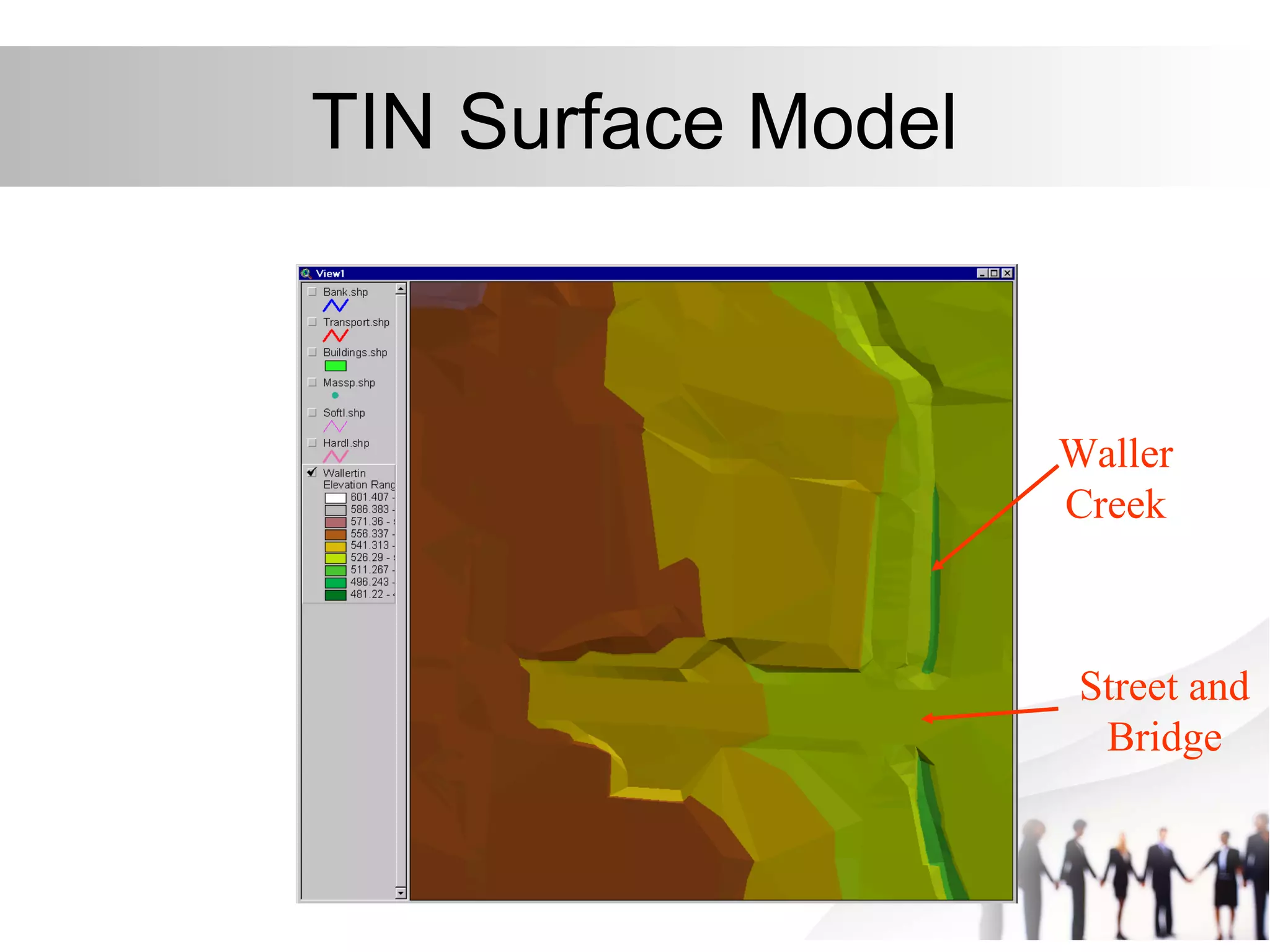 TIN Surface Model
Waller
Creek
Street and
Bridge
 