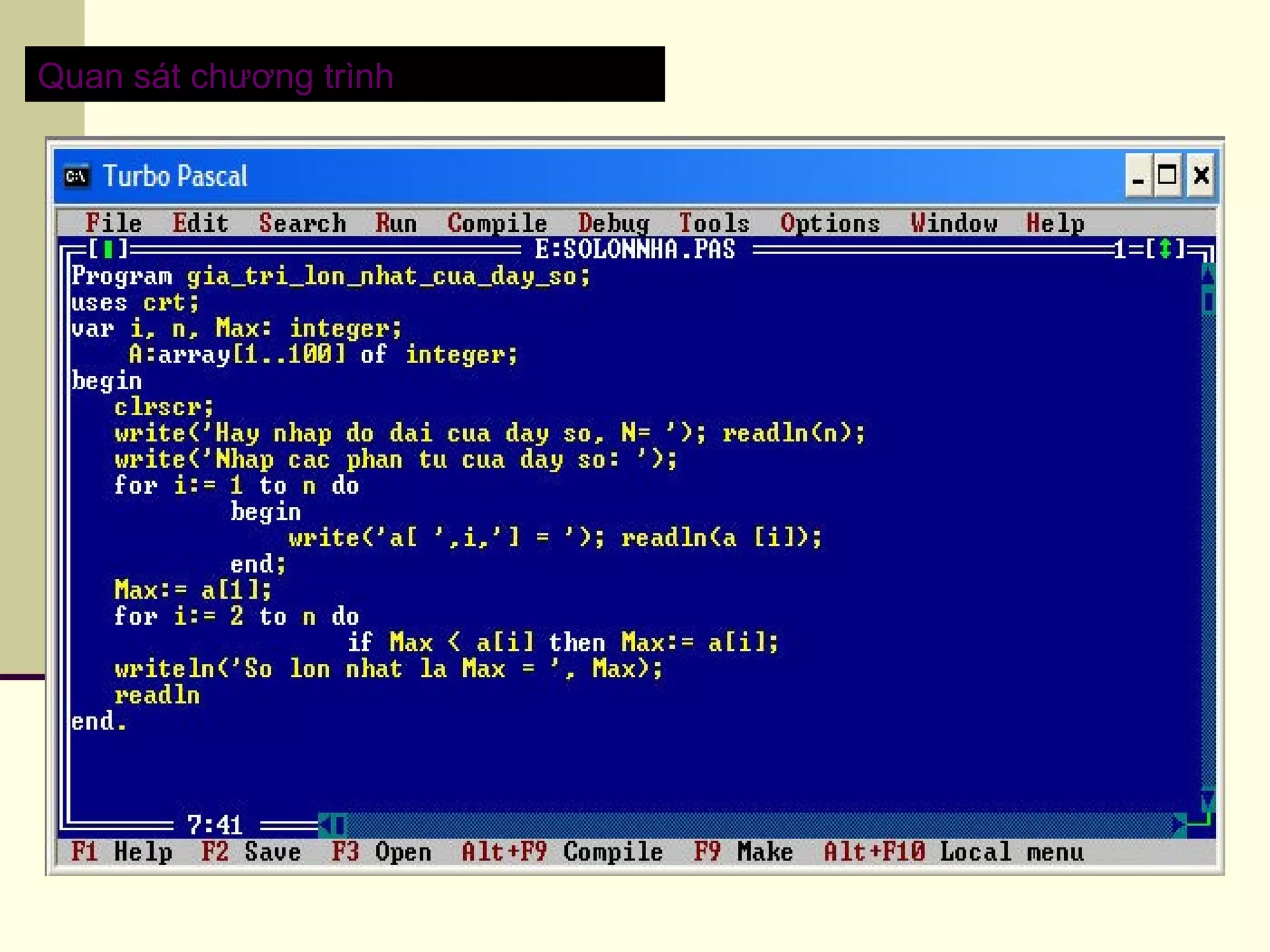 Quan sát chương trình
 
