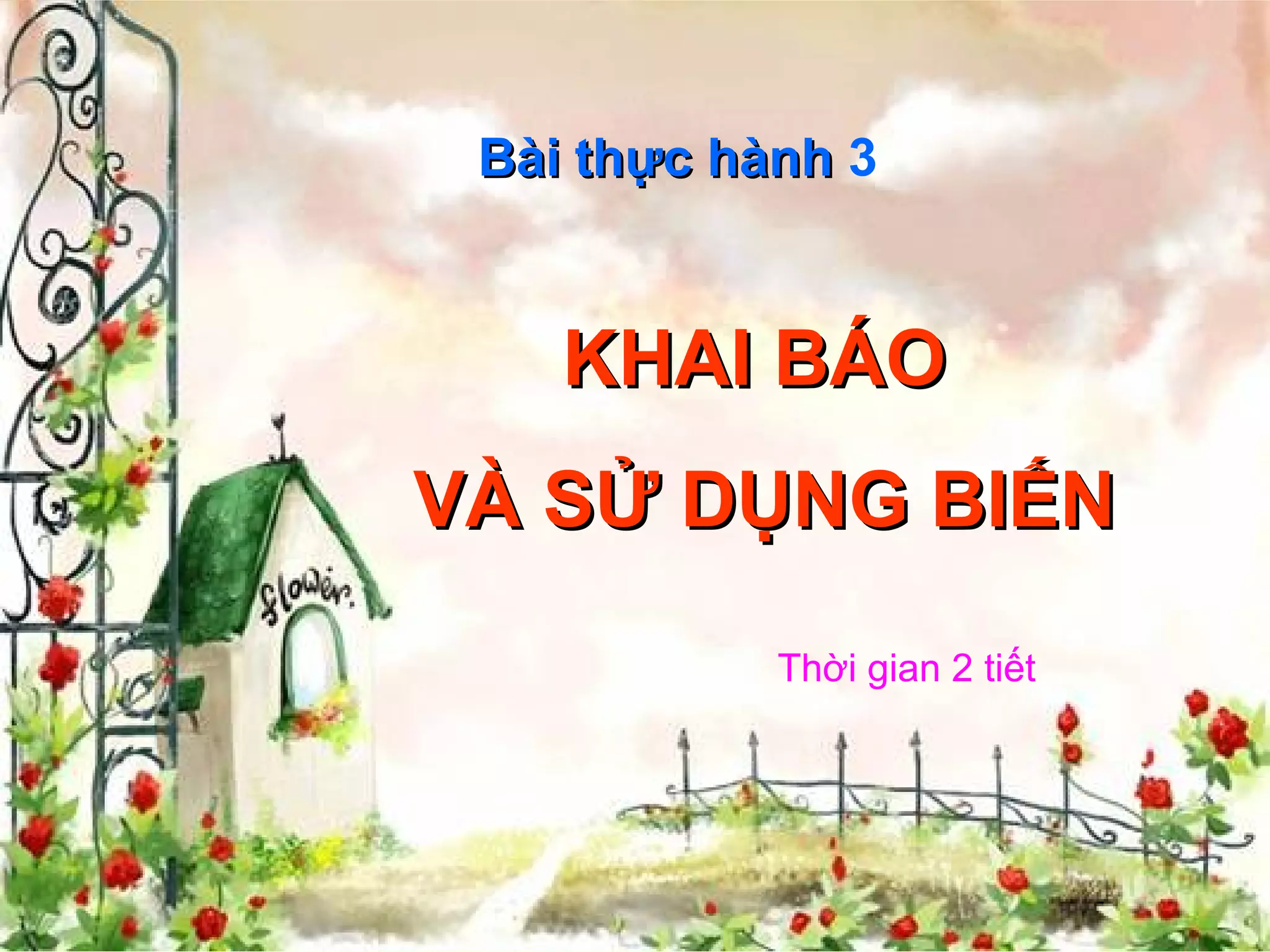 Bài thực hànhBài thực hành 3
Thời gian 2 tiết
KHAI BÁOKHAI BÁO
VÀ SỬ DỤNG BIẾNVÀ SỬ DỤNG BIẾN
 