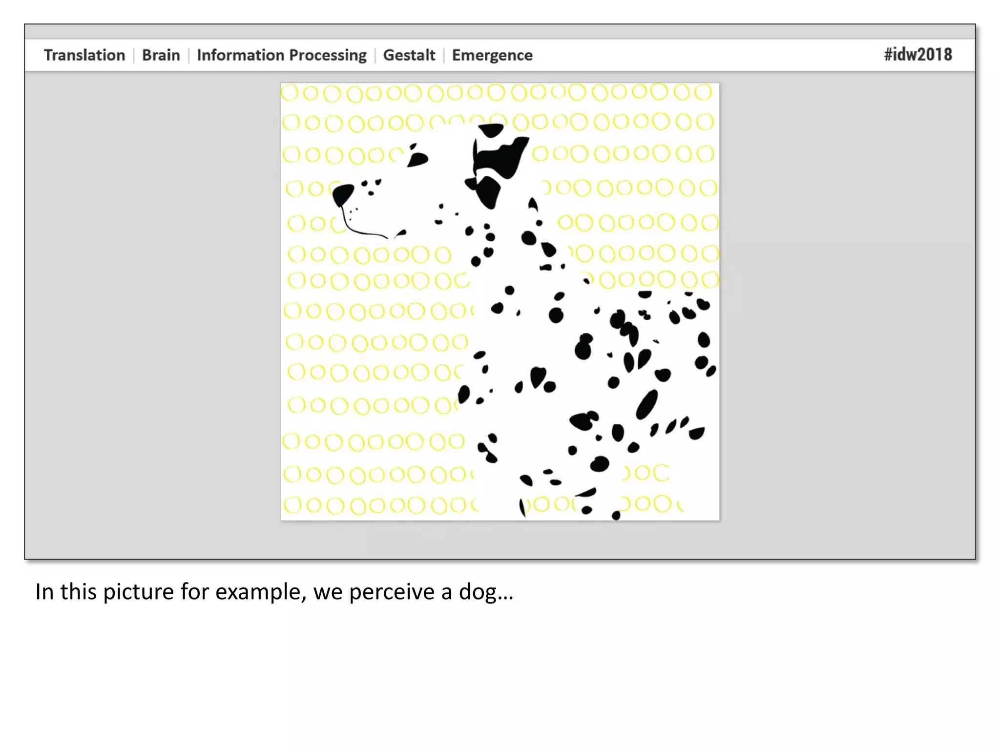 In this picture for example, we perceive a dog…
 