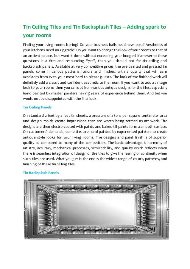 Tin Ceiling Tiles And Tin Backsplash Tile