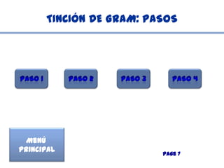 TINCIÓN DE GRAM: PASOS




  Menú
Principal
                         Page 7
 