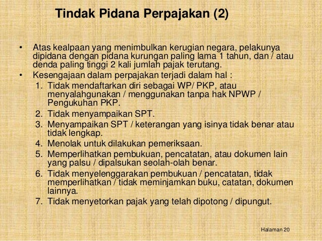 Tindak Pidana Di Bidang Perpajakan<script async src=