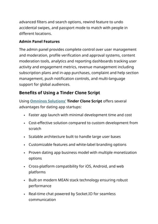 Tinder Clone Script | Dating App Development - Omninos | DOCX