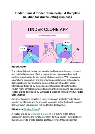 Tinder Clone Script | Dating App Development - Omninos | PDF