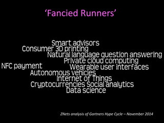 ‘Fancied Runners’ 
ZNets analysis of Gartners Hype Cycle – November 2014 
 