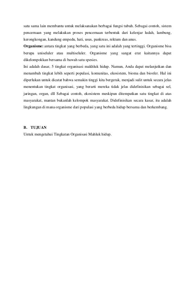 Tingkatan organisme makhluk hidup muliasti