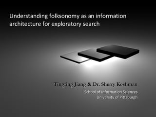 Understanding folksonomy as an information architecture for exploratory search Tingting Jiang & Dr. Sherry Koshman School of Information Sciences University of Pittsburgh 