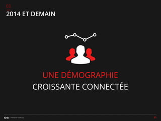03

2014 ET DEMAIN

UNE DÉMOGRAPHIE
CROISSANTE CONNECTÉE

85

 