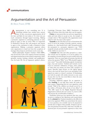 Argumentation and the Art of Persuasion in Fundraising