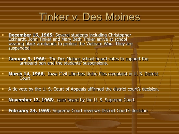 tinker vs. des moine essay Case background and primary source documents concerning the supreme court case of tinker v des moines dealing with students rights and the first. tinker vs. des moine essay Case background and primary source documents concerning the supreme court case of tinker v des moines dealing with students rights and the first.