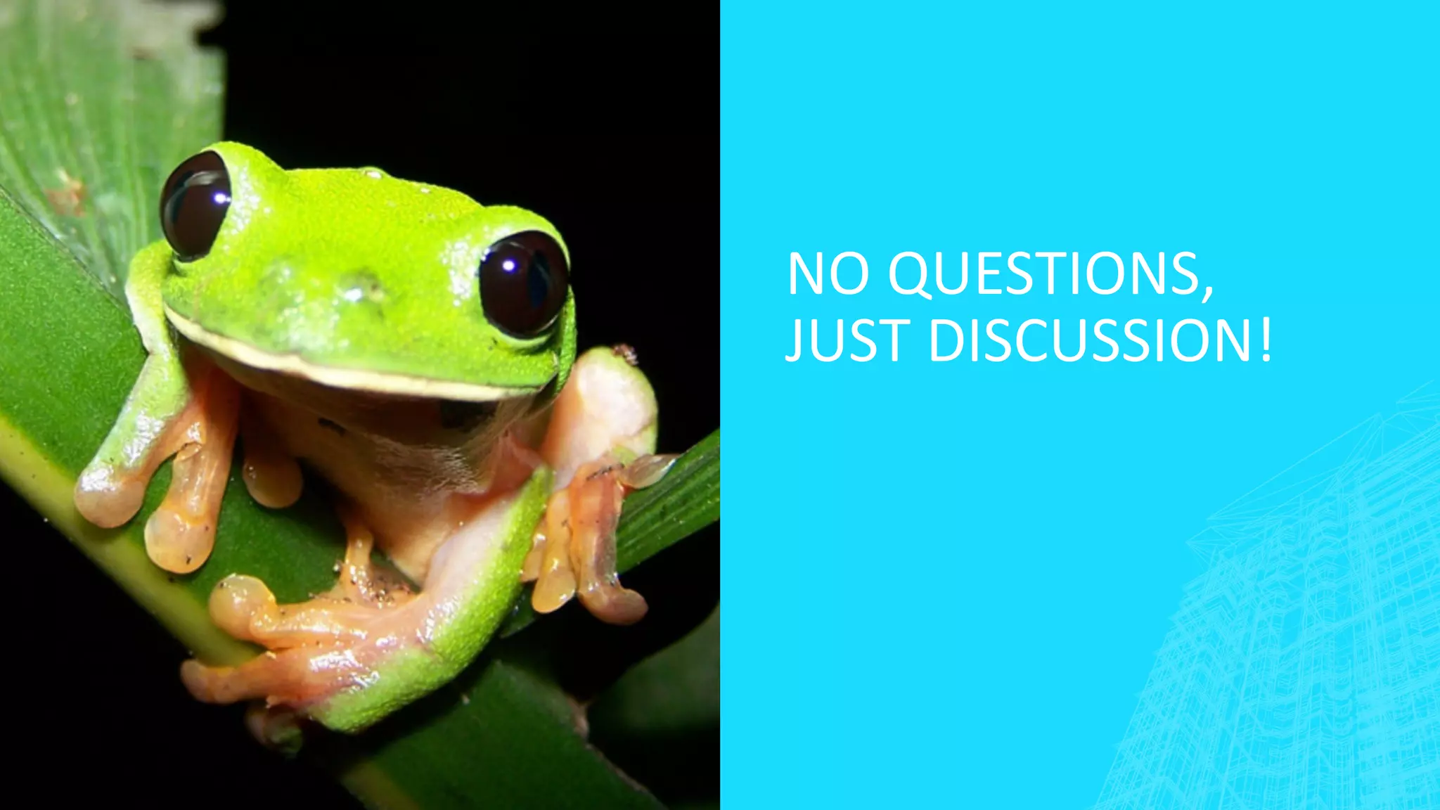 NO QUESTIONS,
JUST DISCUSSION!
 