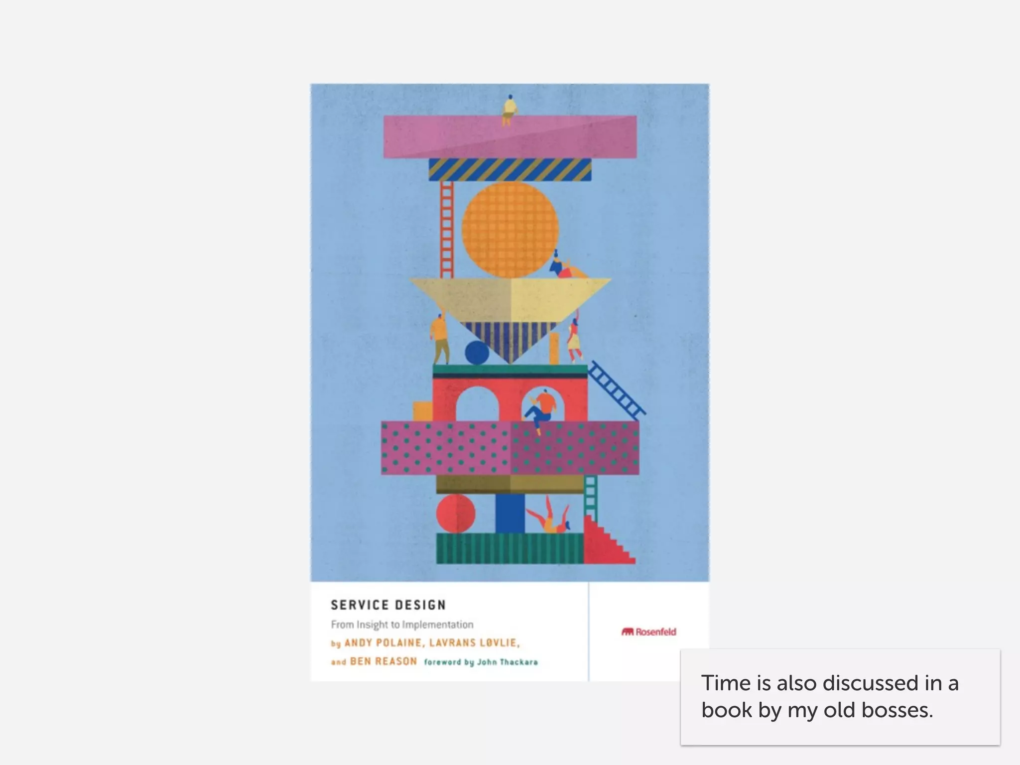 POLAINE, REASON & LØVLIE:
“FOR SERVICE DESIGNERS,
THE OBJECTS OF DESIGN
ARE EXPERIENCES 
OVER TIME.”
Here, they are discussing
the difference between
Service and UX design.
 