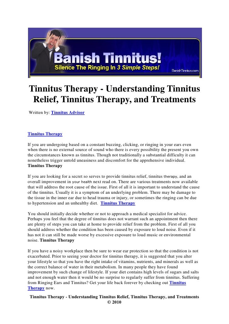 Tinnitus therapy understanding tinnitus relief, tinnitus therapy, and