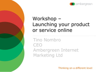 Thinking on a different level
Workshop –
Launching your product
or service online
Tino Nombro
CEO
Ambergreen Internet
Marketing Ltd
 