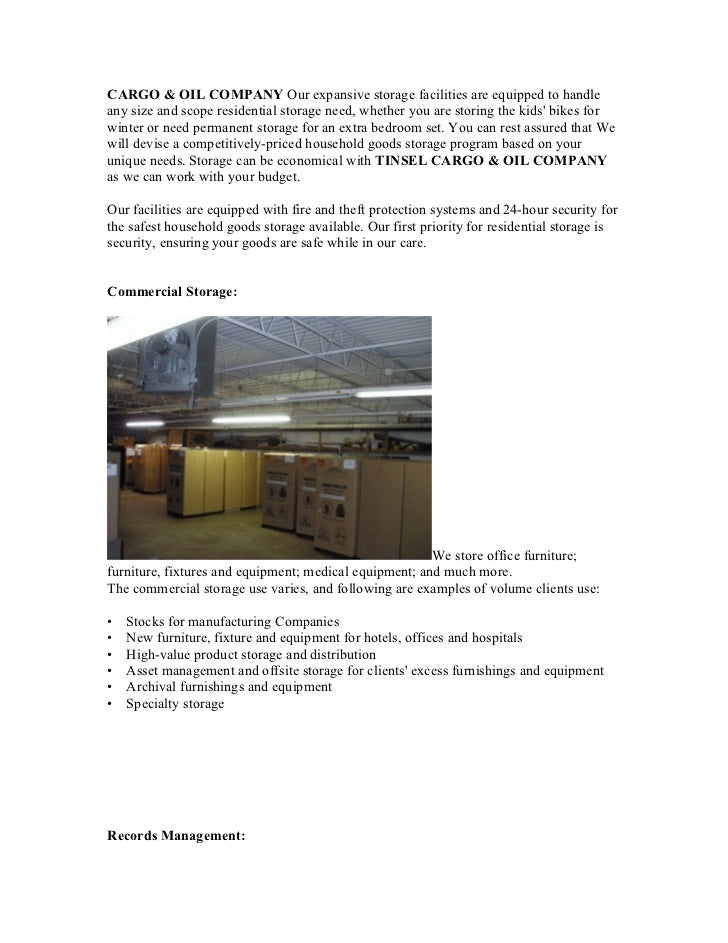 cargo storage facilities