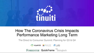 How The Coronavirus Crisis Impacts
Performance Marketing Long Term
The Direct to Consumer Summit: Planning for Q3 & Q4
1
 