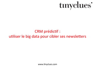 CRM	
  prédic+f	
  :	
  	
  
u+liser	
  le	
  big	
  data	
  pour	
  cibler	
  ses	
  newsle9ers	
  
www.+nyclues.com	
  
 