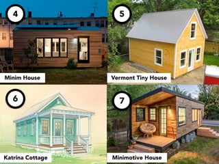 5
6 7
4
Vermont Tiny House
Minimotive HouseKatrina Cottage
Minim House
 
