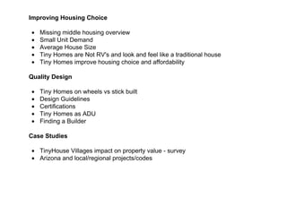 Tiny houses & Missing Middle Housing presentation | PDF