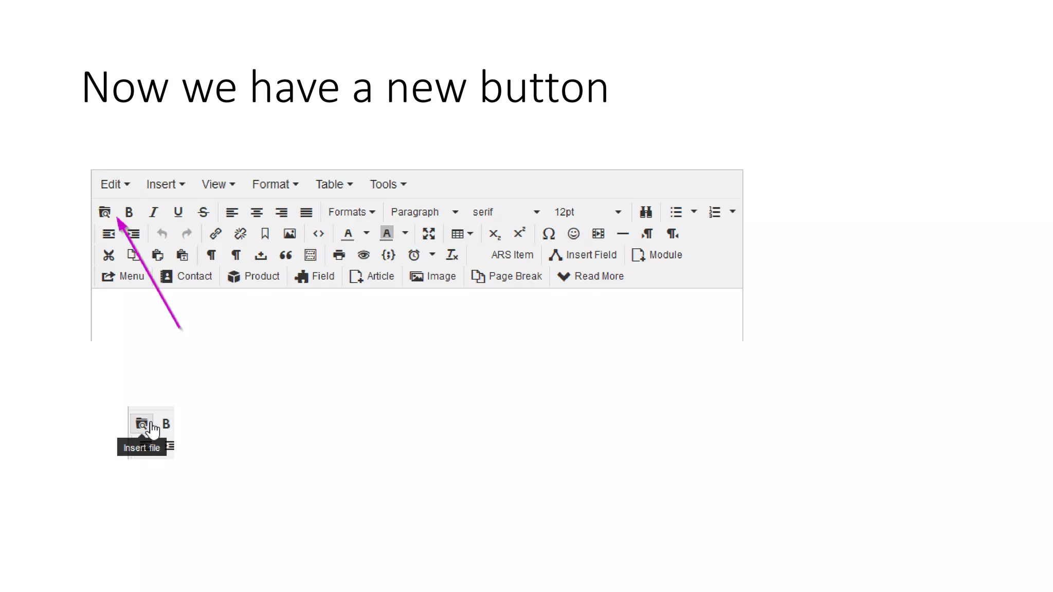 Now we have a new button
 