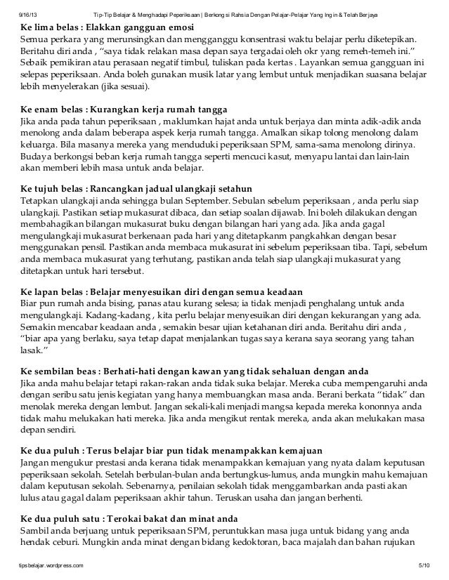 Tip Tip Belajar Menghadapi Peperiksaan Berkongsi Rahsia Dengan Pe