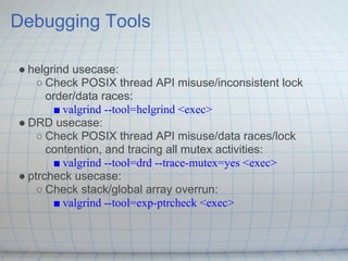 Helgrind Thread TIP1 - Overview of C/C++ Debugging/Tracing/Profiling Tools | PDF