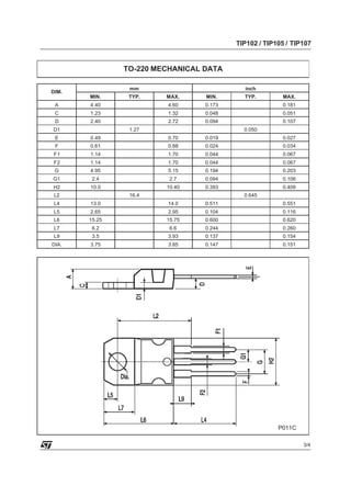 Original PNP Transistor TIP102 TO-220 New STMicroelectronics | PDF