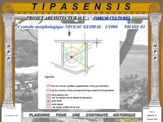 Etudiants :
Aloui . L
Belkacem . R
Fermous . Med
Etudiants :
Aloui . L
Belkacem . R
Fermous . Med
T I P A S E N S I S
Enseignants :
Mr . Betroni . O
Mr .Labreche . Med
Enseignants :
Mr . Betroni . O
Mr .Labreche . Med PLAIDOIRIE POUR UNE CONTINUITE HISTORIQUE
Session JUIN 2003
PROJET ARCHITECTURALE : FORUM CULTURELFORUM CULTUREL
Contrôle morphologique NIVEAU GLOBAL 1/1000 PHASE 03
 