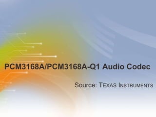 PCM3168A/PCM3168A-Q1 Audio Codec ,[object Object]