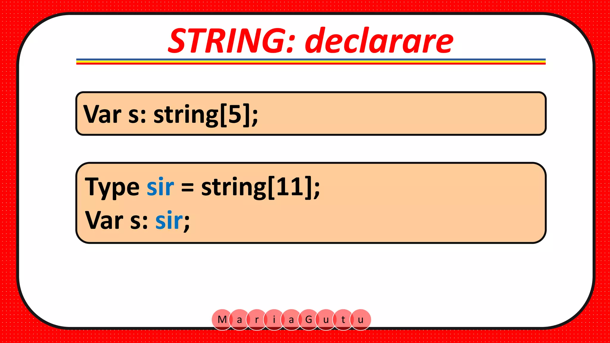 Tip de date String Pascal | PPSX