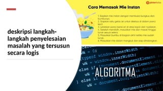deskripsi langkah-
langkah penyelesaian
masalah yang tersusun
secara logis
 