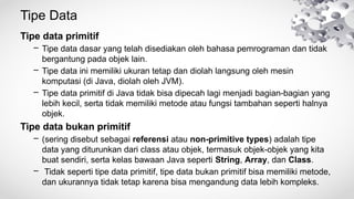 Materi Pertemuan 2 Tipe Data, Operator pada Java | PPTX