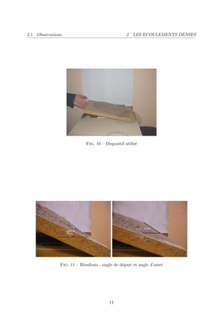 2.1 Observations                                  2 LES ECOULEMENTS DENSES




                            Fig. 10 – Dispositif utilis´
                                                       e




               Fig. 11 – R´sultats - angle de d´part et angle d’arret
                          e                    e




                                        11
 
