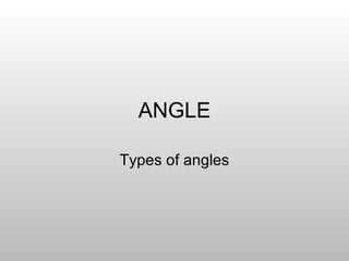 ANGLE
Types of angles
 