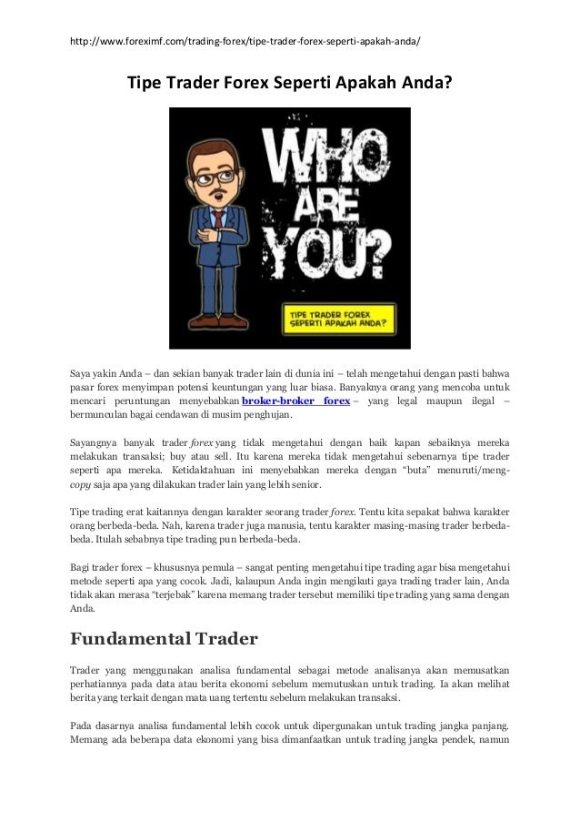 Tipe Trader Forex Seperti Apakah Anda - 