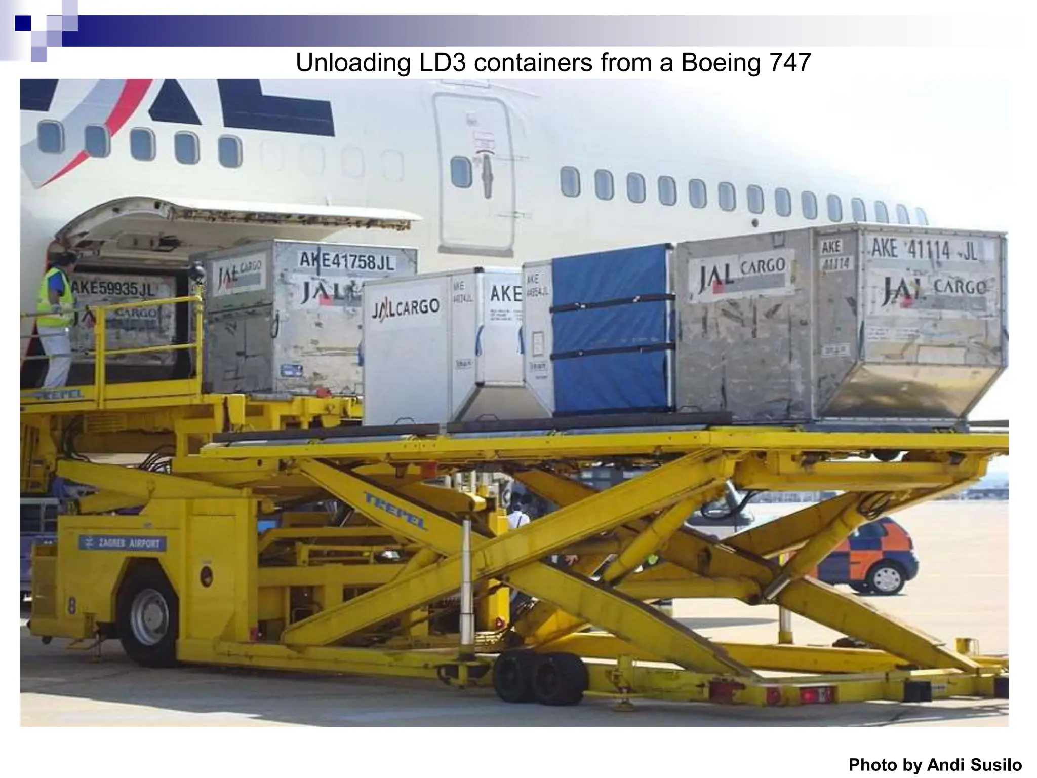 Unloading LD3 containers from a Boeing 747
Photo by Andi Susilo