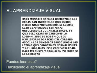 Puedes leer esto?
Habilitando el aprendizaje visual
 