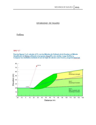 MECANICA DE SUELOS II 2015
ESTABILIDAD DE TALUDES
Problema
 