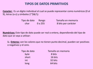 TIPO DE DATO EN PROGRAMACION | PPT