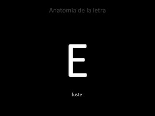 Anatomía de la letra E fuste 