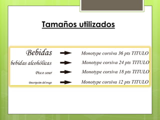 Tamaños utilizados
 