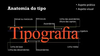 Anatomia do tipo
• Aspeto prático
• Aspeto visual
 