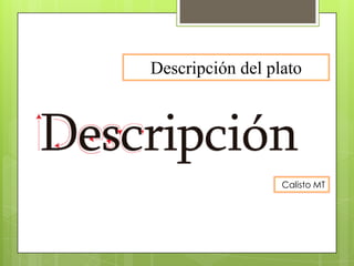 Calisto MT
Descripción del plato
 