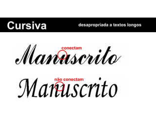 Cursiva desapropriada a textos longos conectam não conectam 