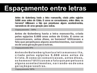 Espaçamento entre letras 
